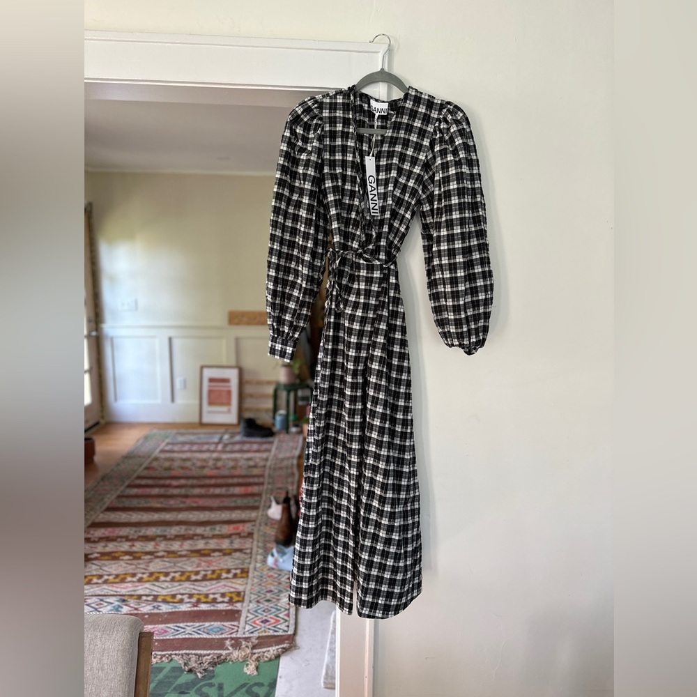 NWOT Ganni seersucker maxi dress (no tag now this is from the reposhed listing)